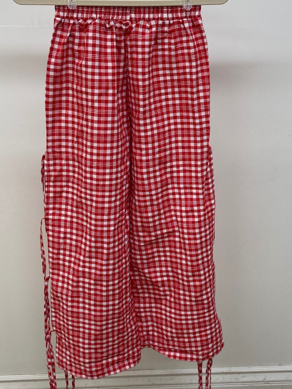 Red & White Gingham Wide-Leg Pants